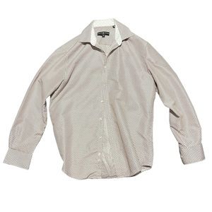 Medium Slim Society of Threads Button Down White Polyester Orange Blue Business